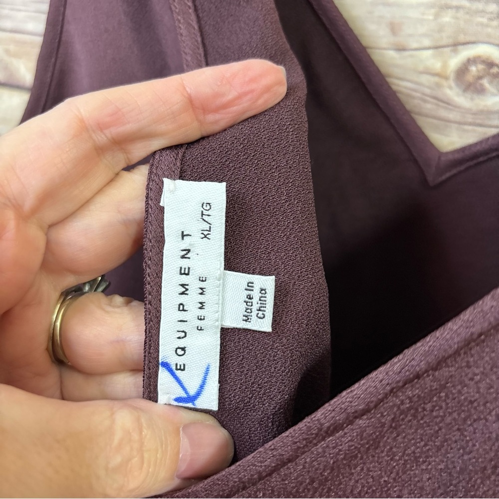 NWT Equipment Tansie Satin Crepe V-Neck Slip Dress Size XL - Picture 6 of 8